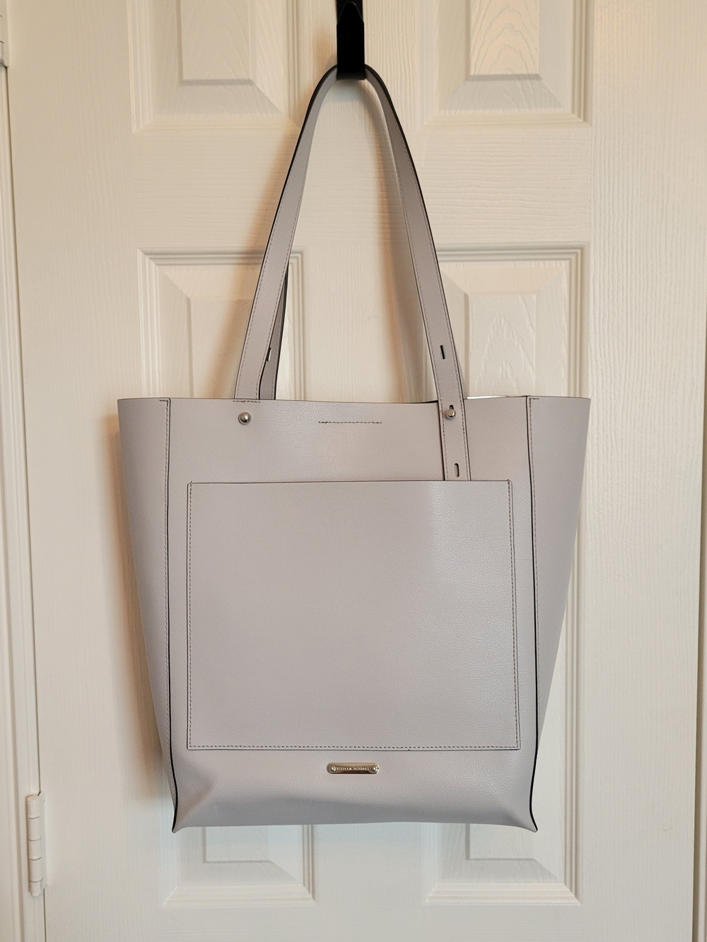 Rebecca Minkoff Light Gray Leather Tote with Front Pocket